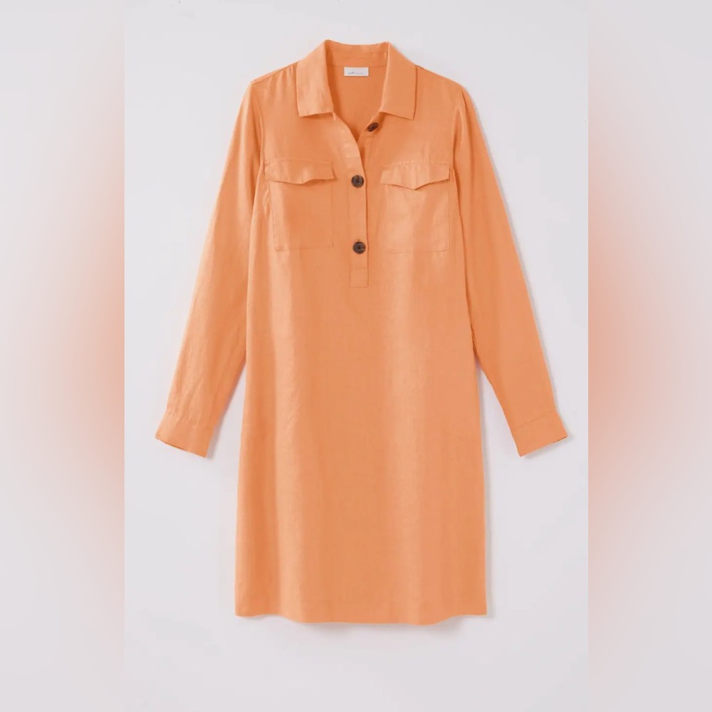 J. Jill Orange Linen Popover Shirtdress